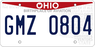 OH license plate GMZ0804