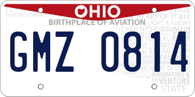OH license plate GMZ0814