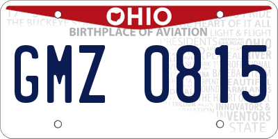 OH license plate GMZ0815
