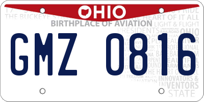 OH license plate GMZ0816