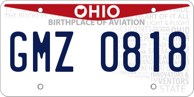 OH license plate GMZ0818