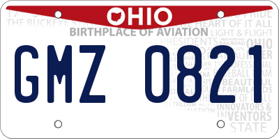 OH license plate GMZ0821