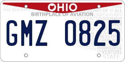 OH license plate GMZ0825