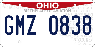 OH license plate GMZ0838