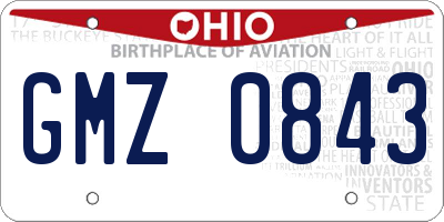 OH license plate GMZ0843