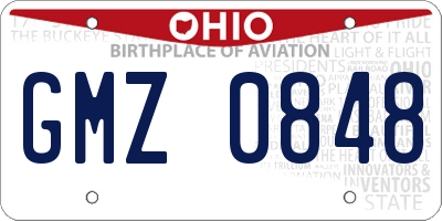 OH license plate GMZ0848