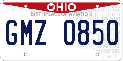 OH license plate GMZ0850