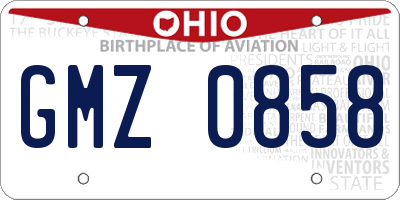 OH license plate GMZ0858