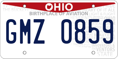 OH license plate GMZ0859