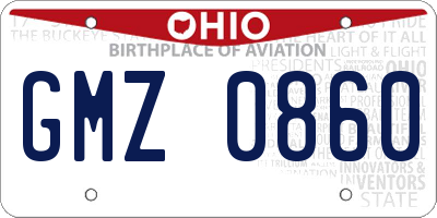 OH license plate GMZ0860