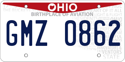 OH license plate GMZ0862