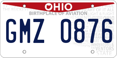 OH license plate GMZ0876