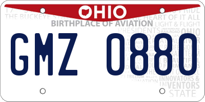 OH license plate GMZ0880