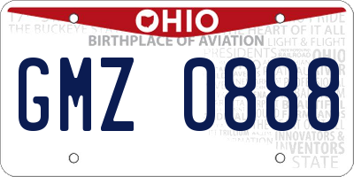 OH license plate GMZ0888