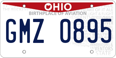 OH license plate GMZ0895