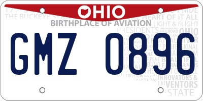 OH license plate GMZ0896