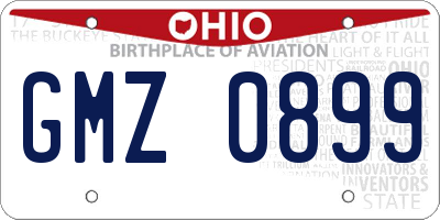 OH license plate GMZ0899