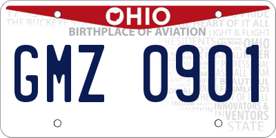 OH license plate GMZ0901