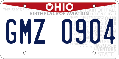 OH license plate GMZ0904