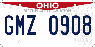 OH license plate GMZ0908