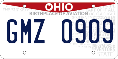 OH license plate GMZ0909
