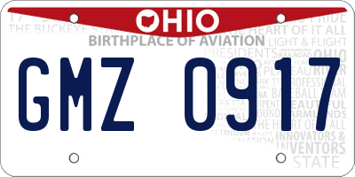 OH license plate GMZ0917