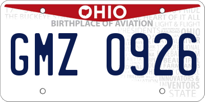 OH license plate GMZ0926