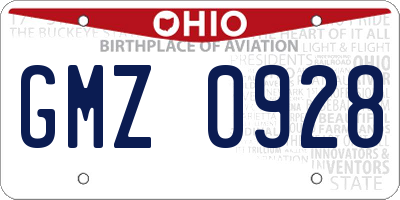 OH license plate GMZ0928