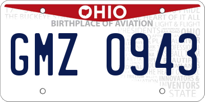 OH license plate GMZ0943