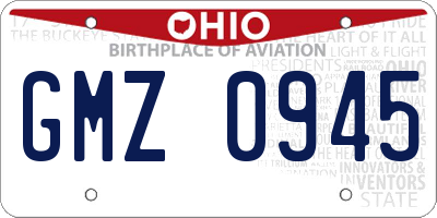 OH license plate GMZ0945