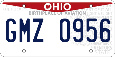 OH license plate GMZ0956