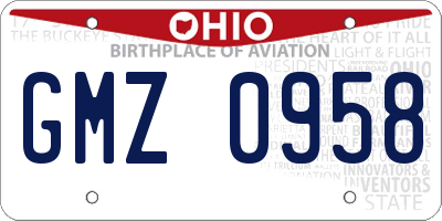 OH license plate GMZ0958