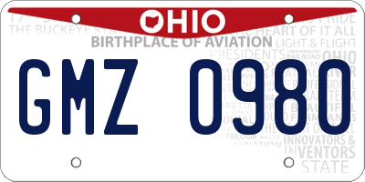 OH license plate GMZ0980