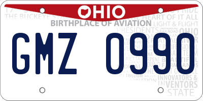 OH license plate GMZ0990