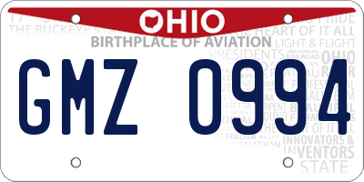 OH license plate GMZ0994