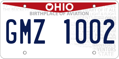 OH license plate GMZ1002