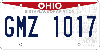 OH license plate GMZ1017