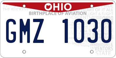 OH license plate GMZ1030