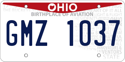 OH license plate GMZ1037