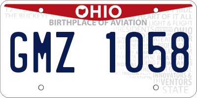 OH license plate GMZ1058
