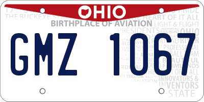 OH license plate GMZ1067
