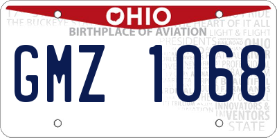 OH license plate GMZ1068