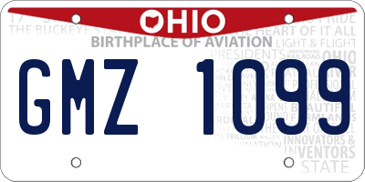 OH license plate GMZ1099