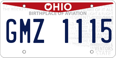 OH license plate GMZ1115
