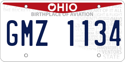 OH license plate GMZ1134