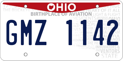 OH license plate GMZ1142
