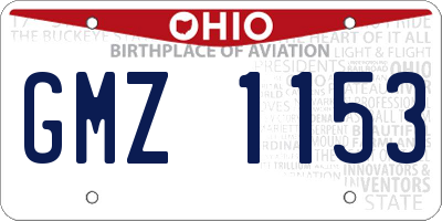 OH license plate GMZ1153