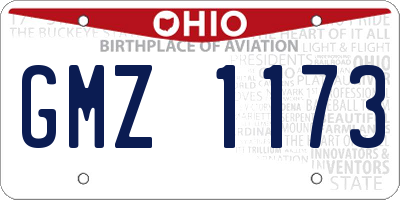 OH license plate GMZ1173