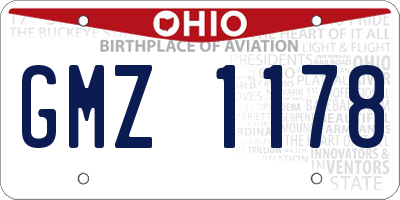OH license plate GMZ1178