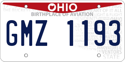OH license plate GMZ1193